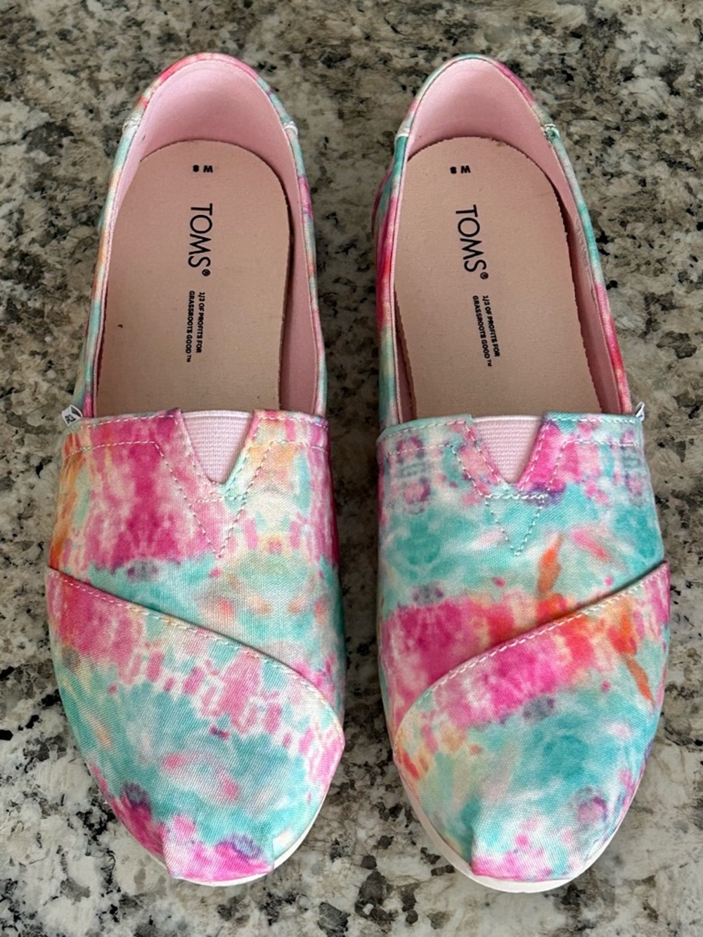 Toms Like New Alpargata Tie Dye Print Aloe Green Canvas Slip Ons Loafers Size 8 - Picture 2 of 11
